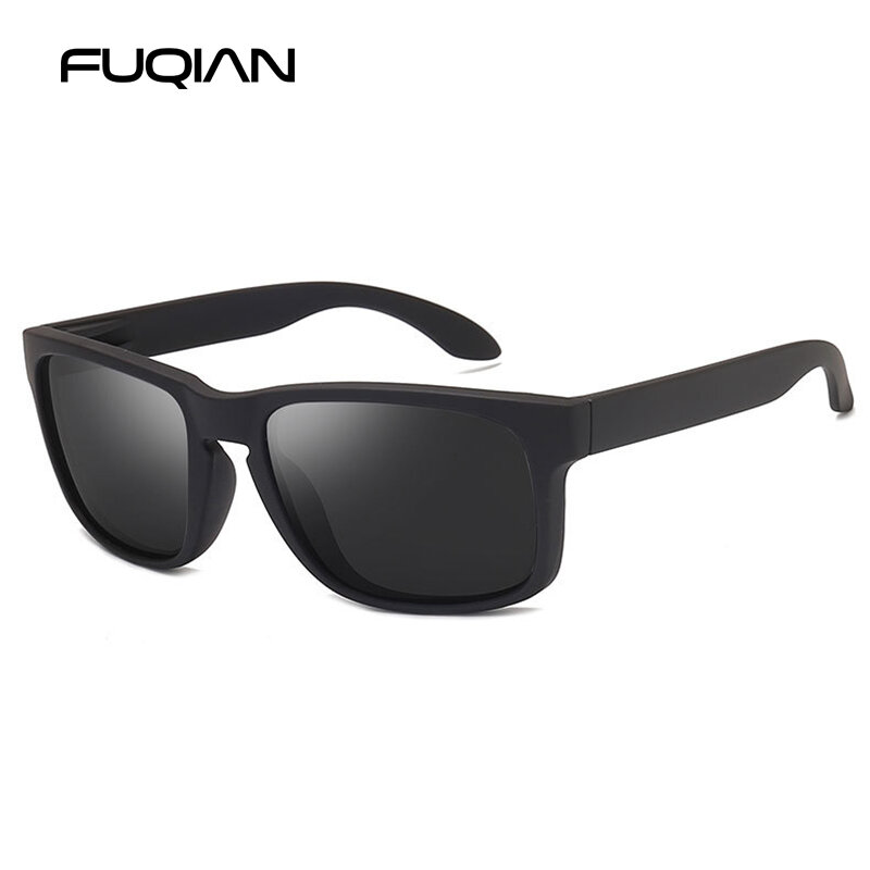 Lunettes de soleil carrées polarisées pour hommes et femmes, lunettes de soleil vintage en plastique, nuances de sports de plein air, UV400, noir, mode classique