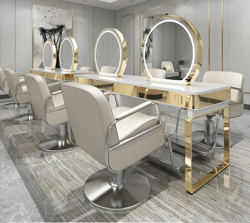 Hairdresser's mirror stand, hairdresser's mirror stand, stainless steel LED light cabinet