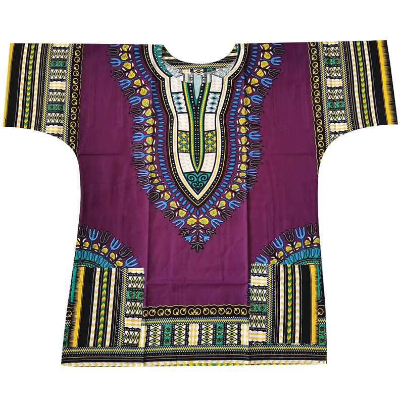 (الشحن السريع) جديد تصميم الأزياء الأفريقية التقليدية المطبوعة 100% القطن Dashiki تي شيرت لل جنسين (صنع في تايلاند)