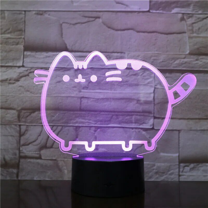 3D Night Lamp Cat with 7 Colors Light for Home Office Decoration Lamp Amazing Visualization luminaria Party Decor Light 2894