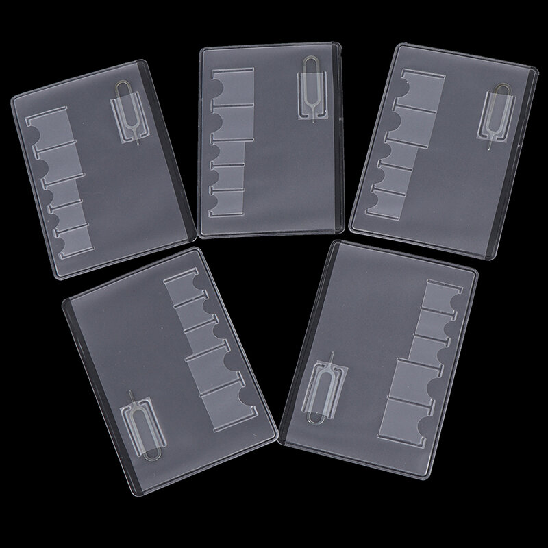 Sim card storage case, fácil de transportar, protetor transparente, portátil, para cartão de memória, transparente, universal, 5 peças