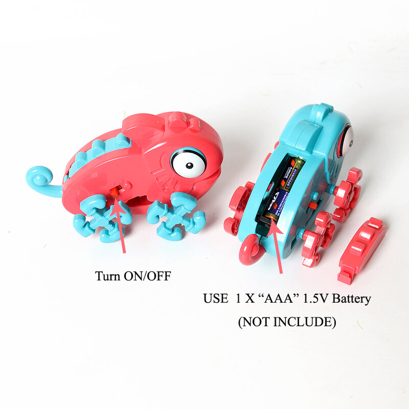 Kit de modelo de robô camaleão engraçado elétrico faça você mesmo, animais criativos de haste, brinquedos educativos de ciências para crianças 6 +