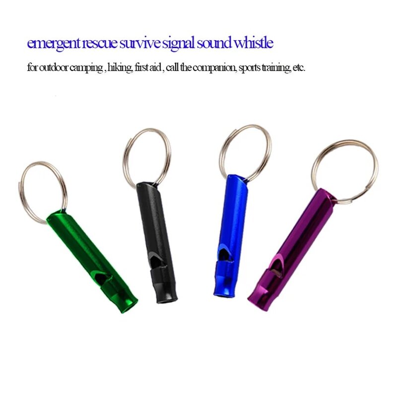 1pc emergent rescue survive signal whistle for outdoor camp hike first aid, multifunctional aluminum basketball sports whistle