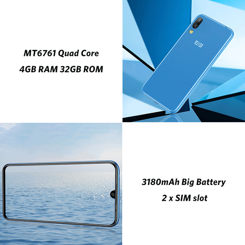 Versión Global Elephone A6 mini 4G 32G Smartphone Android 9,0 de 5,71 "de agua pantalla MT6761 16MP identificación facial 3180mAh teléfonos móviles