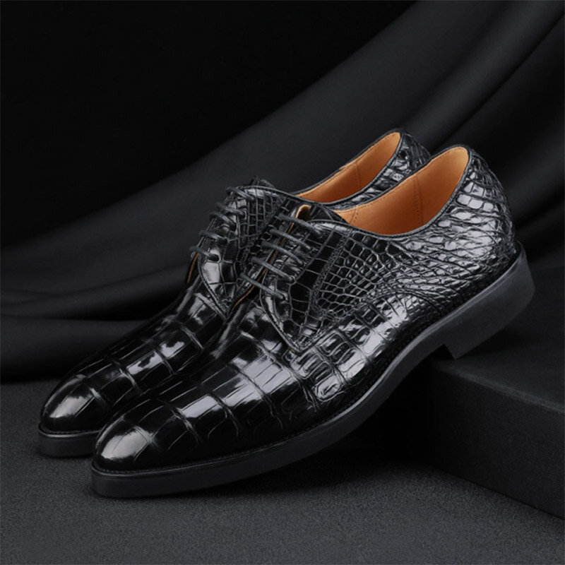 Sipriks sapatos de vestido de pele de crocodilo real dos homens elegante preto crocodilo barriga couro calçado de casamento chefe senhores ternos sapato casual