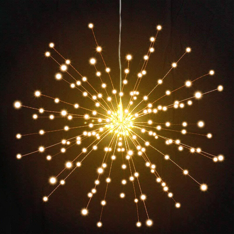 8 Mode Lampu Kembang Api LED Lampu Tali Starburst Lampu Peri Dioperasikan Baterai Lampu Gantung Dekorasi Pernikahan Natal