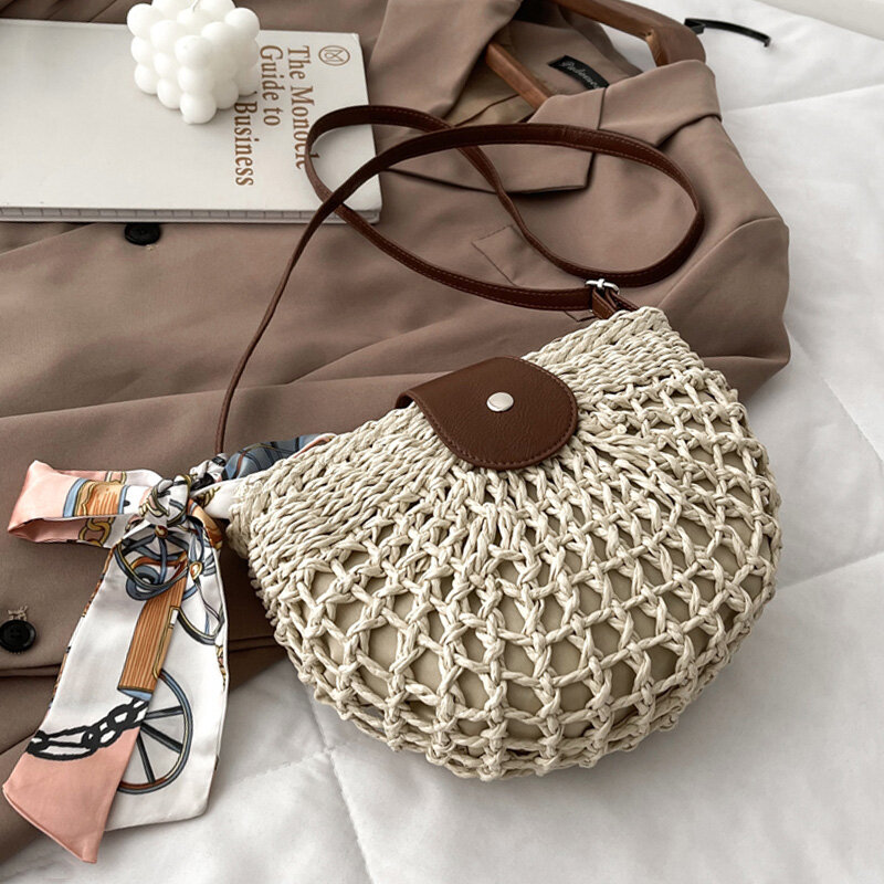 Rattanowe torby dla kobiet moda słomiane tkactwo Messeneger torby letnie plażowe damskie torby czeski Crossbody torebka na ramię