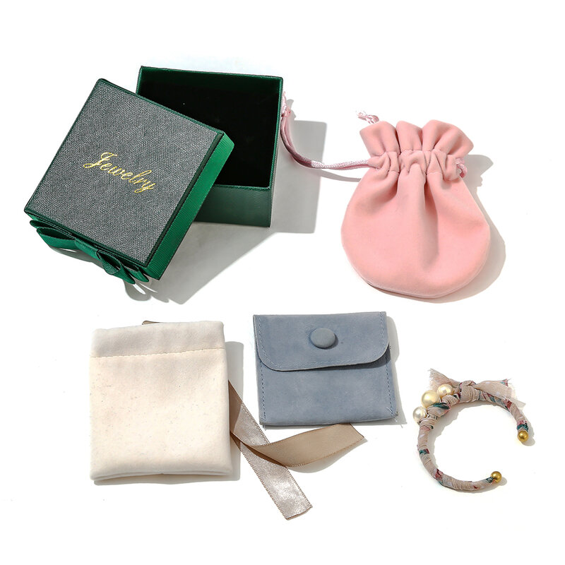 Yhpup Earrings Ring Necklace Jewelry Gift Box Velvet Bag