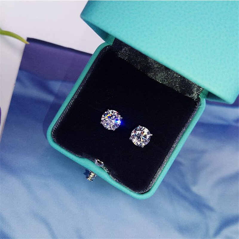 Solitario 5mm/9mm Lab Diamond Stud orecchino Real 925 sterling silver gioielli fidanzamento orecchini da sposa per donna uomo regalo di fascino