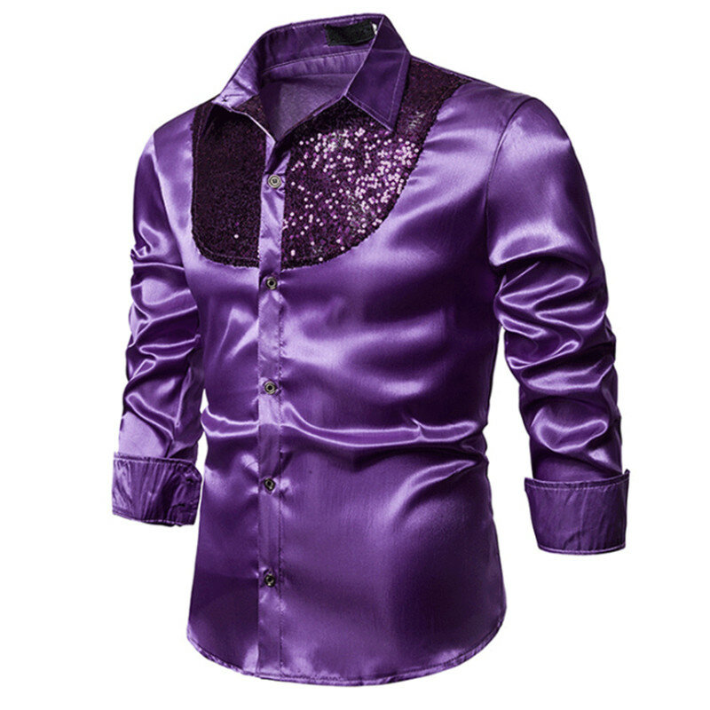 Мужская рубашка с длинными рукавами, мягкая и удобная блестящая деловая рубашка в английском стиле, формальная рубашка с блестками