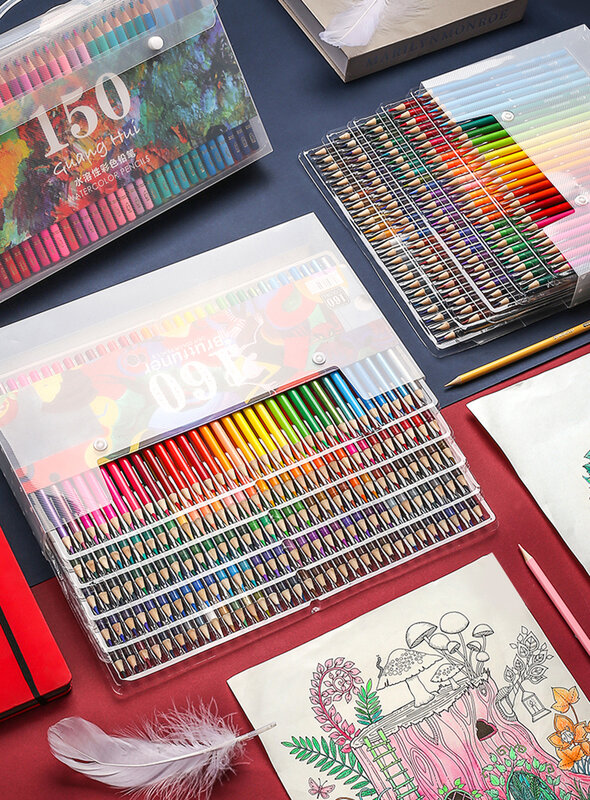 Professional 12/48/72/120/160/180/260ดินสอสีน้ำมัน Sketch ดินสอวาดดินสอชุดของขวัญเด็กอุปกรณ์ศิลปะ