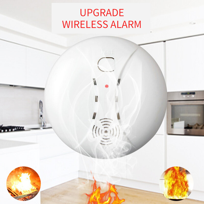 Sensor Alarm Detetor Asap Nirkabel untuk Sistem Alarm Rumah 433MHZ/Wifi Alarm Kebakaran Sistem Keamanan Rumah Pelindung Kebakaran Asap