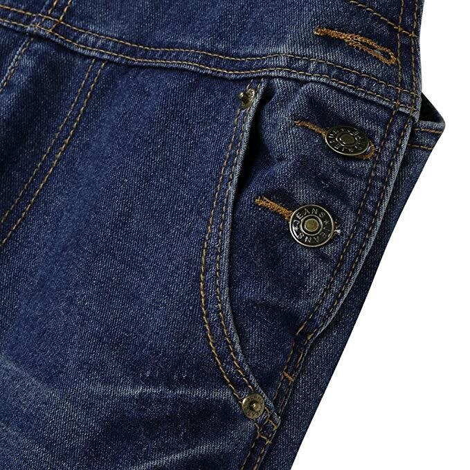 Rebicoo-Mono vaquero azul para mujer, peto con cinturón, con agujeros, con bolsillo calado, a la moda, Pantalones