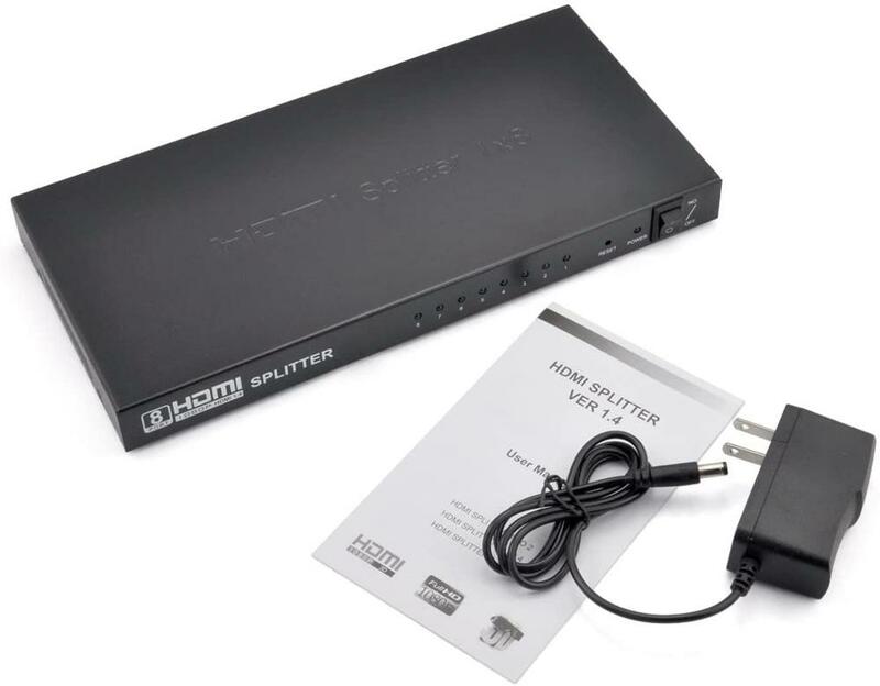 8 Port HDMI Splitter 1x8 Switch Amplify V1.4 1080P 3D Video Audio STB HDTV HDCP PS3 DVD
