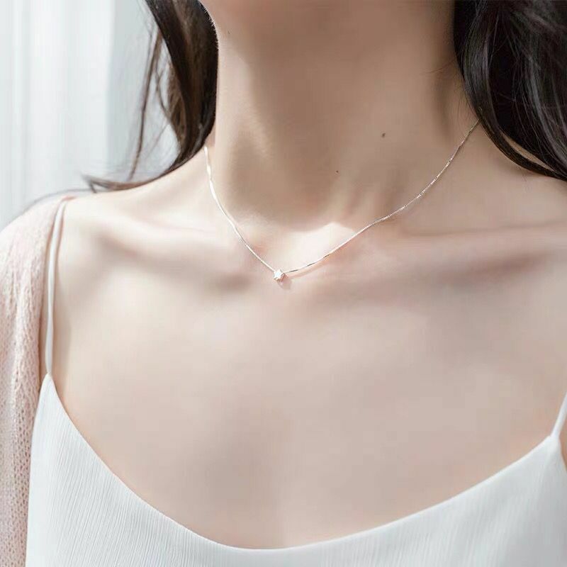 ANENJERY proste 925 srebro szczęście naszyjniki z koralików dla kobiet krótki choker łańcuszek collares S-N554