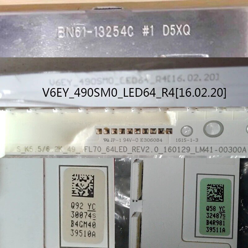 LED Array Bars For Samsung UN49K5500 UN49K6200 LED Backlight Strips Matrix LED Lamps Lens Bands V6EY_490SM0_LED64_R4 LM41-00300A