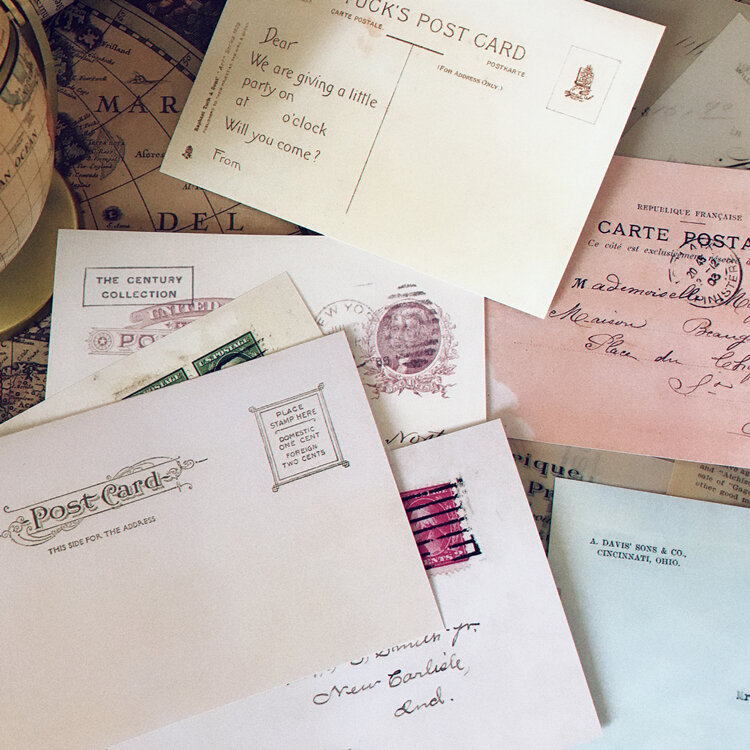 Pegatinas decorativas de cartas de correo antiguo de Vellum Vintage, álbum de recortes artesanal, diario de basura, planificador, 16 unids/paquete