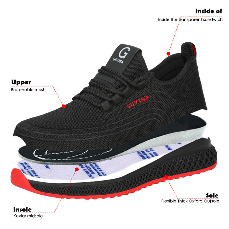 XPUHGM-zapatos de trabajo transpirables con punta de acero para hombre, botas de seguridad ligeras a prueba de perforaciones, envío directo