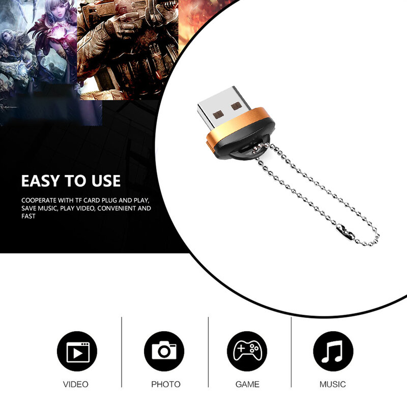 TF 메모리 카드 리더 USB 2.0-미니 SD TF 메모리 카드 어댑터 PC 노트북 지원, 음악 재생 휴대용 카드 리더