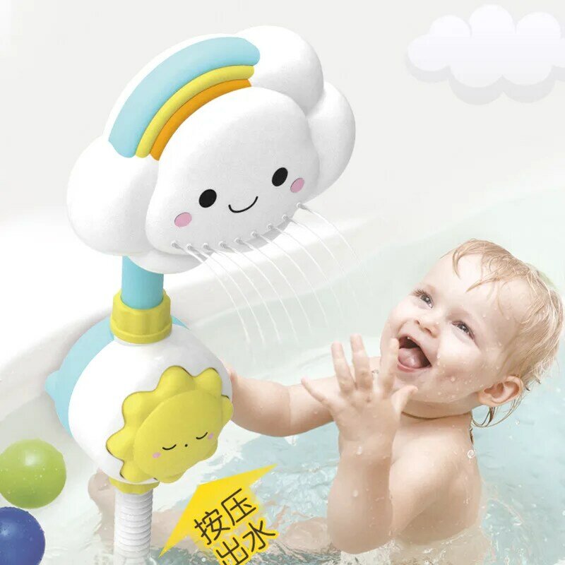 아기 목욕 장난감 구름 욕조 샤워 목욕 스파우트 빨판 접이식 수도꼭지, 어린이 목욕 장난감 귀여운 스프레이 샤워 키즈 선물