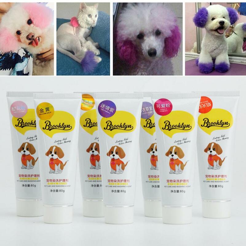 Agente de tingimento para colorir cabelo brilhante para animais de estimação, pigmentos de tingimento, acessórios seguros para cães, gatos e animais, 80g