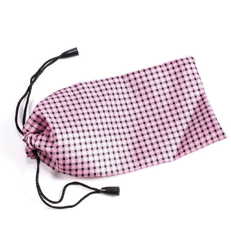 Kacamata hitam portabel tahan air, 5 buah kacamata optik bercetak tas kain tahan debu dengan kain lembut