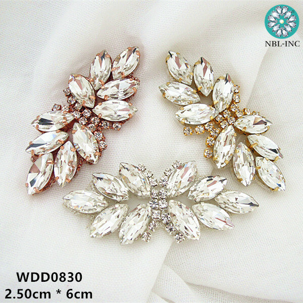 (1PC) Silver gold rhinestone bridal belt wedding applique rose gold DIY sew on iron on for wedding dress WDD0830