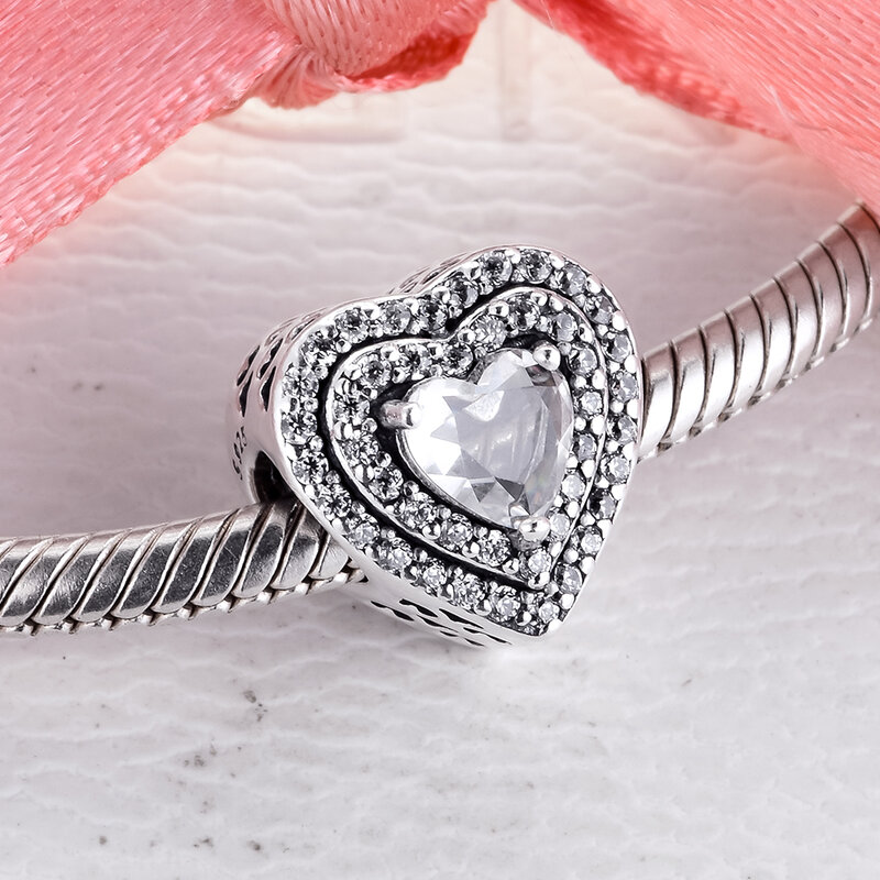 Sparkling Hearts 2020 Christmas Gift biżuteria rodzinna komponenty 100% prawdziwe S925 srebro Charms do tworzenia biżuterii