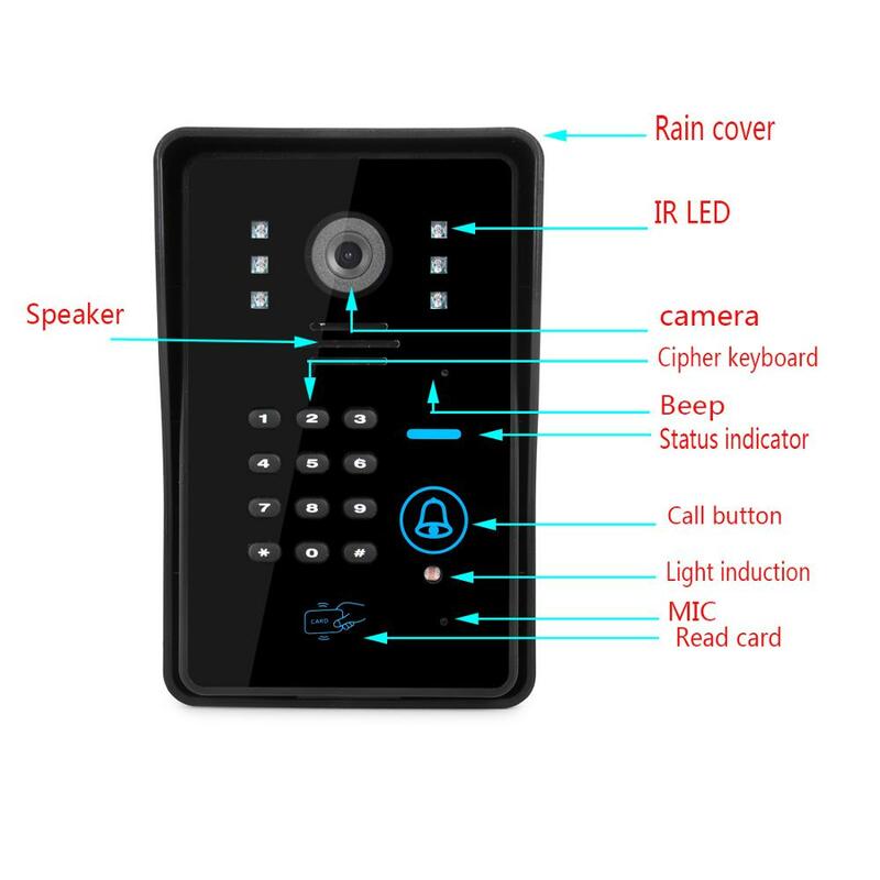 Touch Screen Video Intercom, Controle de Acesso, Sistema de Vídeo Campainha WiFi, Porta RFID Desbloquear Camer, Tuya, 1080P, 7 ", 1-4
