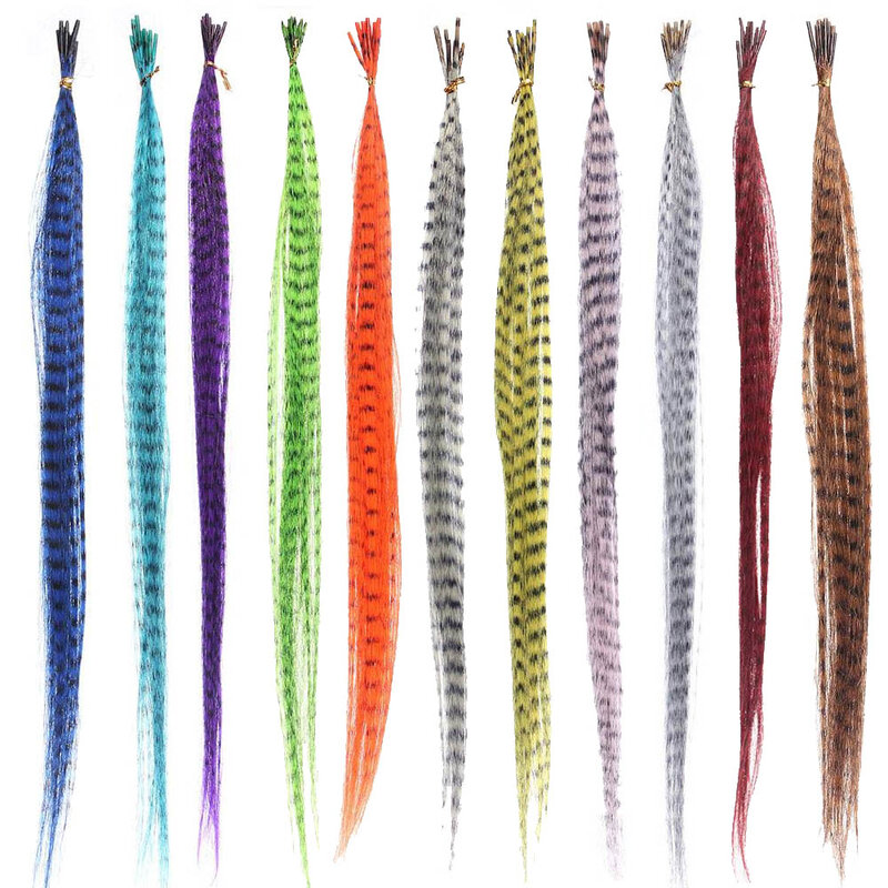 55 pièces synthétique droite multicolore plumes postiche perruque Extension de cheveux outil de beauté pour les Extensions de plumes de cheveux