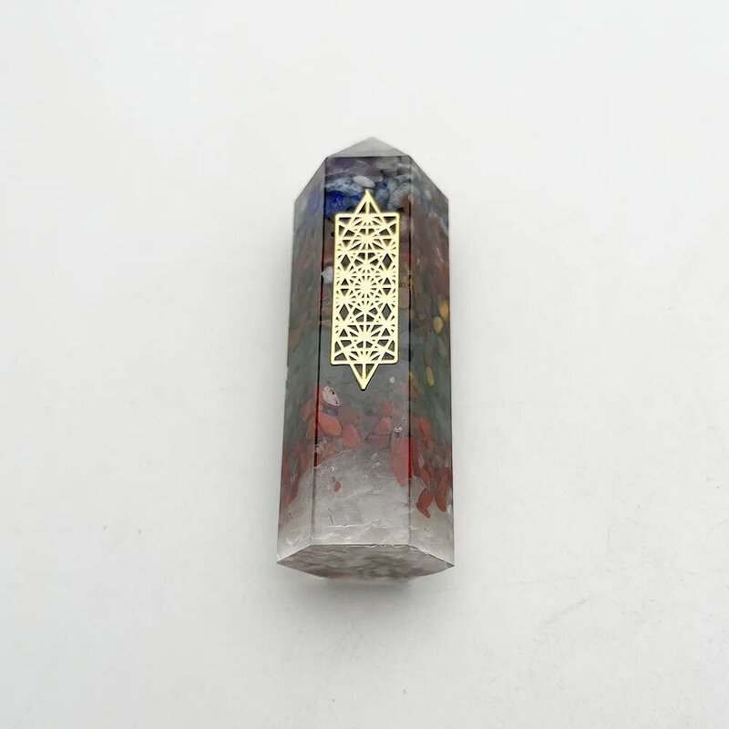 fashion Crystal column Orgone 83x25mm 1pc retro Reiki Healing colorful natural stone cuboid charms Accessories free shipping