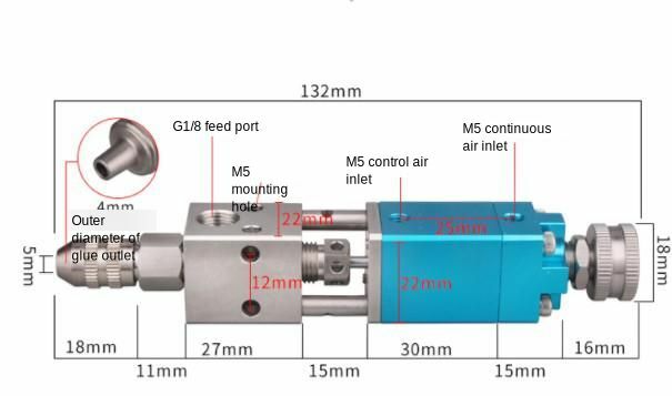MY2121 válvula neumática de distribución de pegamento, micrómetro UV, tipo dedal, válvula dispensadora, dedal de precisión UV