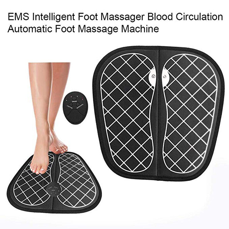 Massageador elétrico ems para pés, estimulador muscular do pé, esteira de massagem para melhorar a circulação sanguínea, alívio de dor, cuidados com a saúde