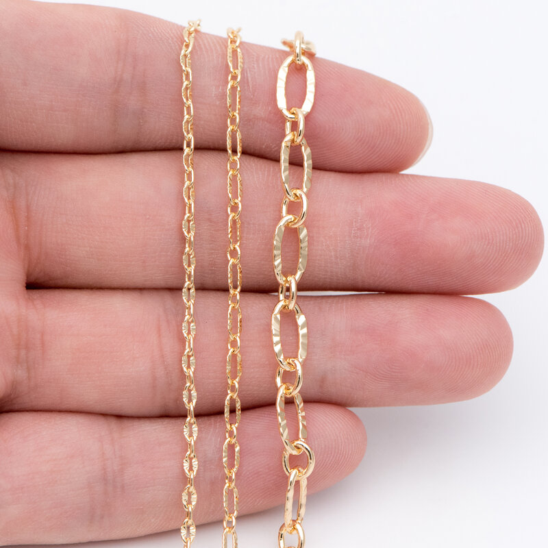 Correntes de cabo de bronze banhado a ouro, 2 / 2.5 / 3.4 / 5mm, acessórios de jóias colar que fazem componentes por atacado (LK-289)/ 1 metro