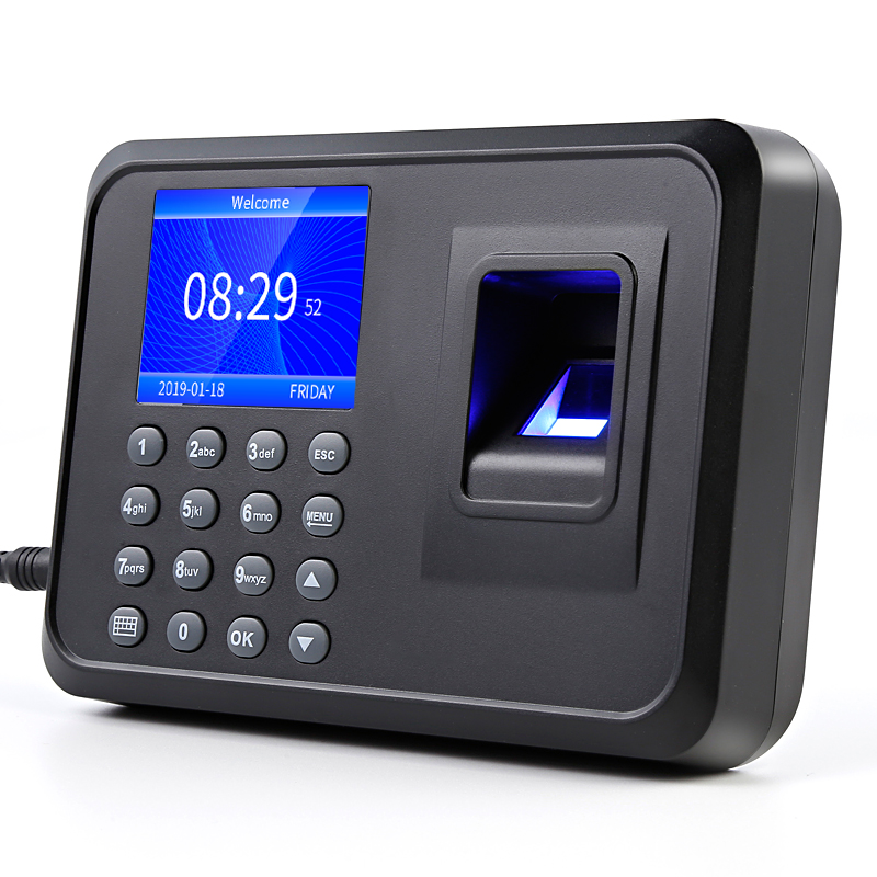Biometryczny linie papilarne czas obecności nagrywarka zegarowa pracownik elektroniczna maszyna angielski hiszpański