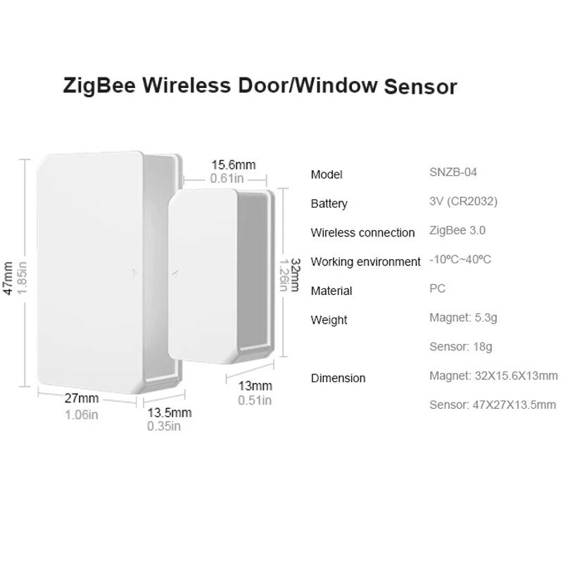 SONOFF-Sensor de puerta y ventana DW2 Zigbee, detectores abiertos/cerrados, Notificación por aplicación EWeLink, alarma de seguridad para el hogar inteligente, WiFi/ SNZB-04