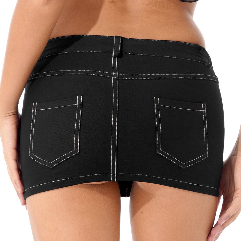 Seksowne jeansowa spódniczka damskie letnie krótkie spódniczki na co dzień w średnim stanie, wyprane z postrzępionymi kieszeniami, dopasowane jednolite spódnice do klubu