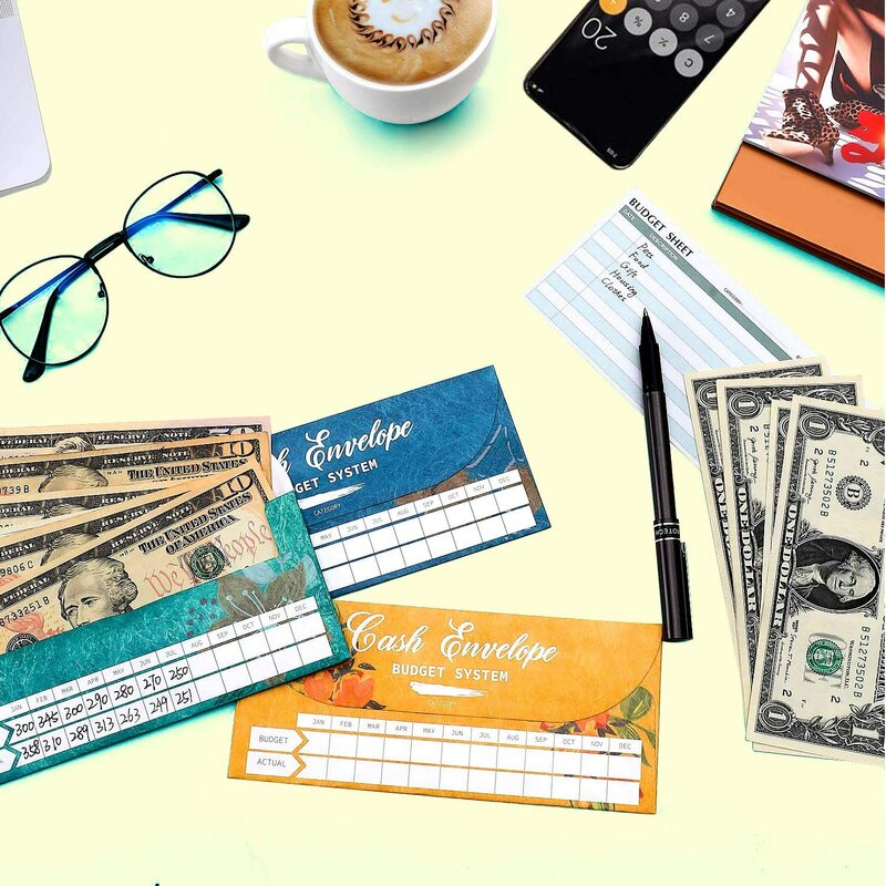 현금 봉투 예산 시스템 눈물 및 방수 다채로운 봉투 12 비용 추적 예산 시트 비용 절감