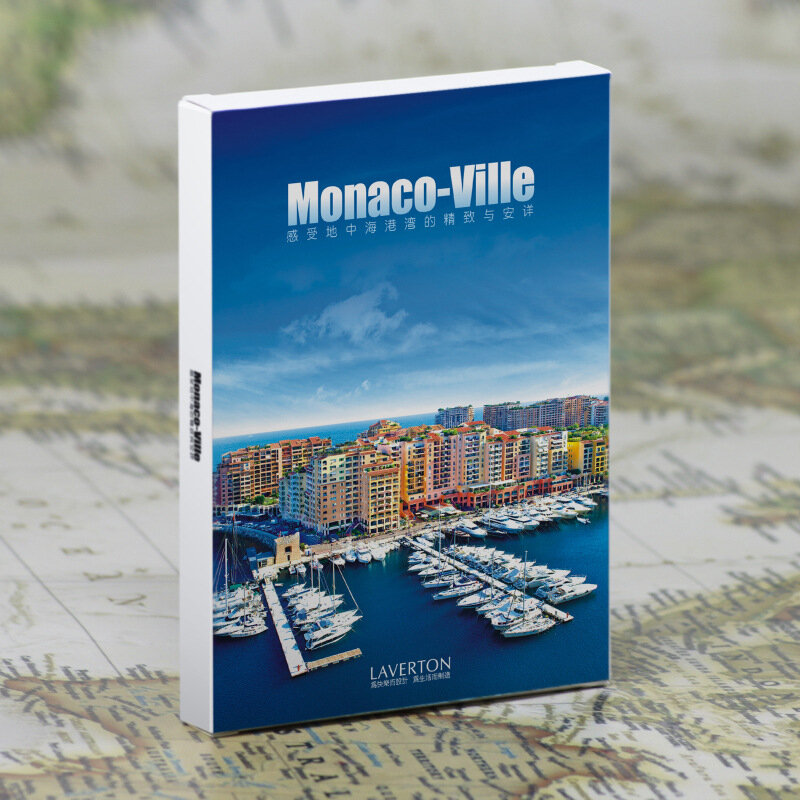 Paquete de 30 unids/set de tarjetas postales de la serie World Scenic, sobre de Monaco, vista nocturna, tarjeta escénica decorativa