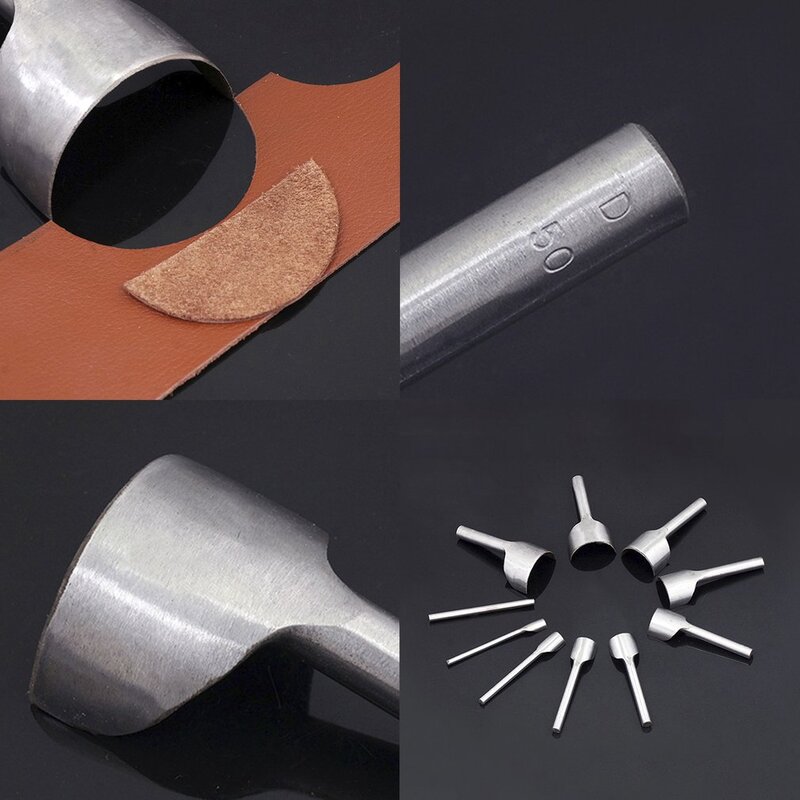 Herramienta de cuero de trabajo manual en semicírculo, perforadora de cinturón en forma de C, herramienta de corte de cuero DIY