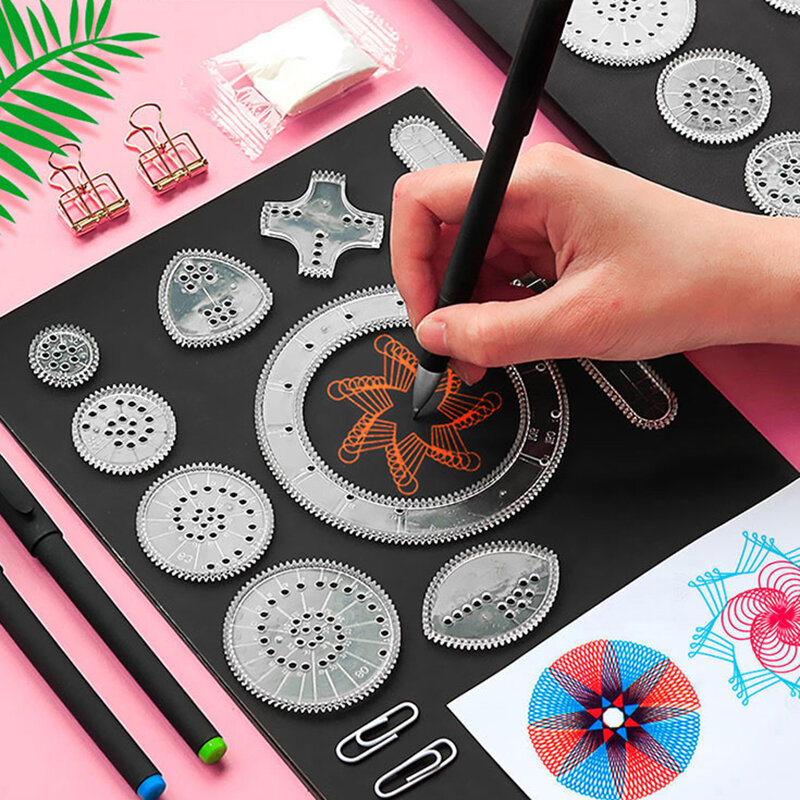 Lucu Saling Roda Gigi Spirograph Menggambar Mainan Set Kreatif Mainan Pendidikan untuk Anak-anak Lukisan Menggambar Aksesori