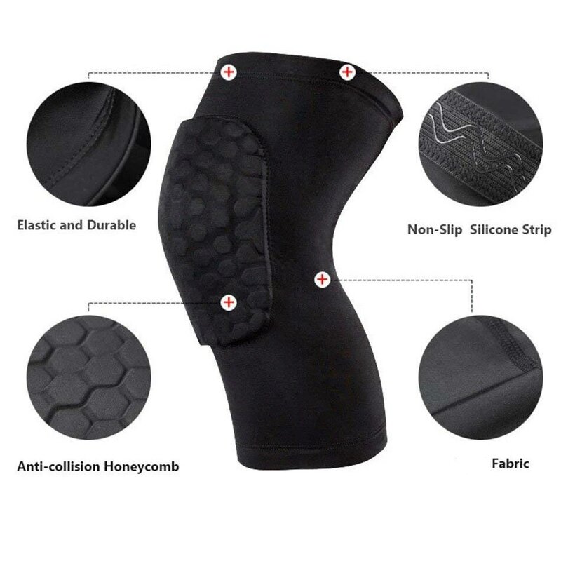 WorthWhile 1PC Honeycomb Basketball Knee Pads Short Design Compression Leg Sleeves Kneepad Volleyball Protector Brace Support