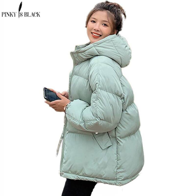 PinkyIsBlack 2020 Hooded Women Winter Down Jacket Coat Plus Size 2XL Short Thicken Warm Cotton Padded Winter Coat Women Clothes