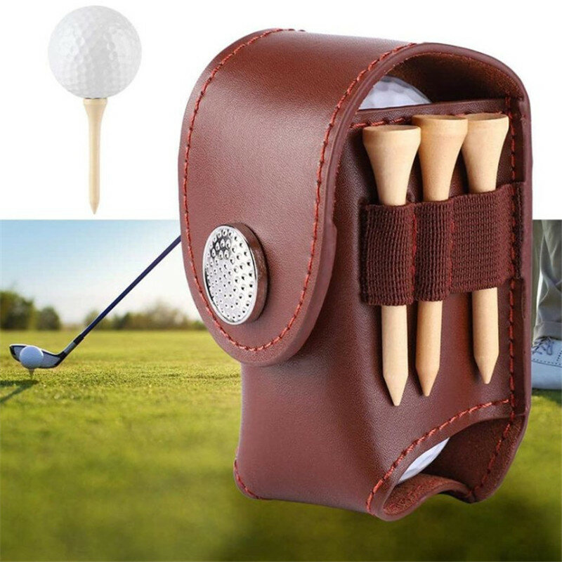 Lederen Koeienhuid Golfbal Tas Set Stofdichte Houder Heuptas Lederen Cool Golf Tee Bag Sport Accessoire Kleine Golfbal B