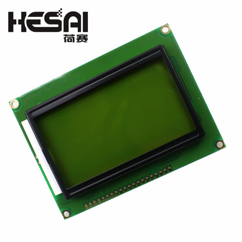 12864 128x64 Dots Graphic Yellow Green/Blue Color with Backlight LCD Display Module ST7920 Parallel Port Applicable to various d