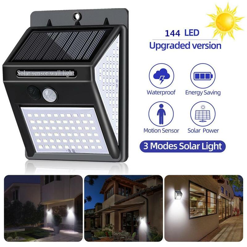 Outdoor LED Solar Light, Lâmpada de parede, impermeável, Powered Sunlight for Garden Decoração, Sensor