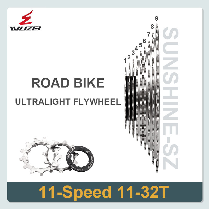 WUZEI SL CNC Rennrad 12/11S Ultraleicht Freilauf 11-28/32/34/36T Fahrrad Kassette Schwungrad 12 Geschwindigkeit K7 Kies 11V Kettenrad