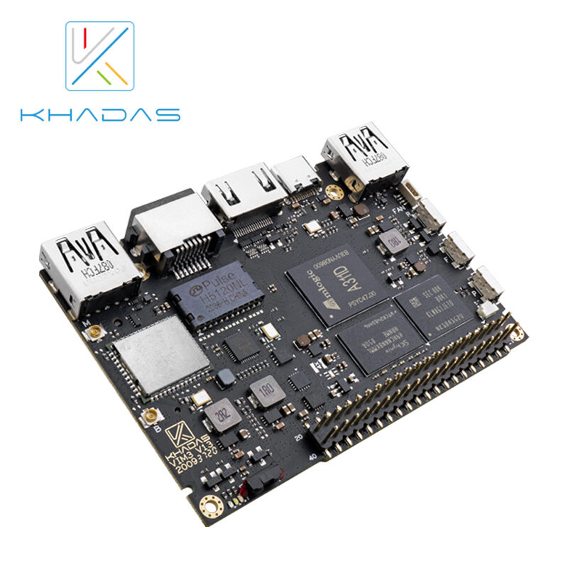 Khadas-シングルコンピューターM3,4GB/2GB lpddr4x amlogic a311d soc 16/32GB  emmc,5.0 npu,4k @ 60fps m.2スロット,oowow 2 csi