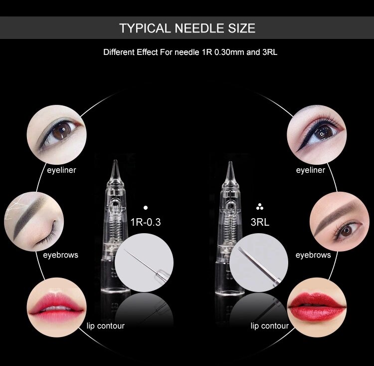 BIOMASER – aiguilles de tatouage jetables, cartouche de maquillage Permanent pour Machine à tatouer les lèvres et les sourcils avec 1R,2R,3R,5R, 10 pièces