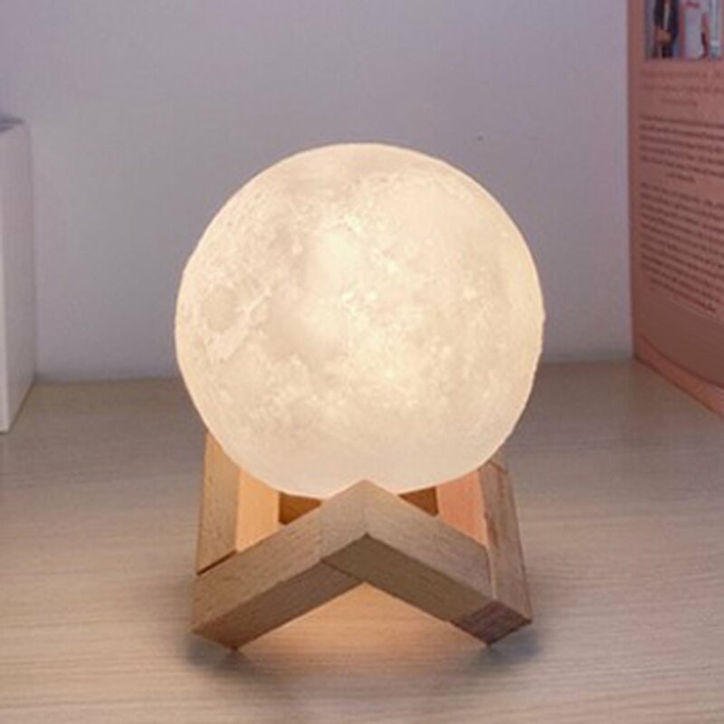 2024 New Home Furnishings Moon Night Light 8cm With Stand Electronic Model Bedroom Dormitory Light Decoration Fast shipping
